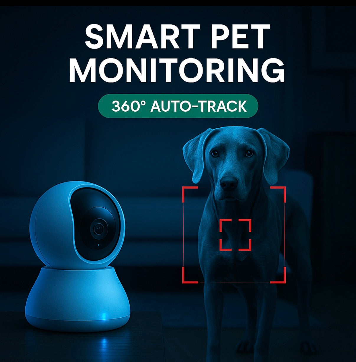 2.4＆5G WiFi Indoor Camera, 2K, 360° PTZ Pet Dog IP CCTV Camera with Phone App, 2-Way Talk, Night Vision, for Home Securi