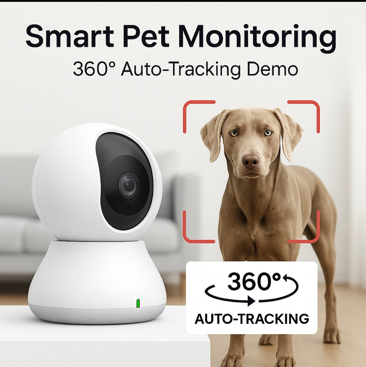 2.4＆5G WiFi Indoor Camera, 2K, 360° PTZ Pet Dog IP CCTV Camera with Phone App, 2-Way Talk, Night Vision, for Home Securi