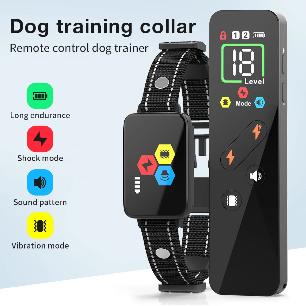 Dog Training Collar Anti Bark Dog Collar Type-C Rechargeable Dog Trainer Electric Shock Vibration Buzzer Waterproof Pet Supplies