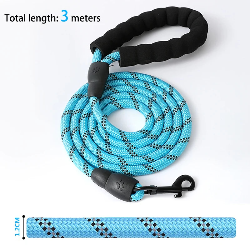 Crandon Goods™ Reflective Nylon Dog Leash (3M) – Non-Slip Foam Handle, Adjustable Heavy-Duty Lead for Small, Medium & Large Dogs